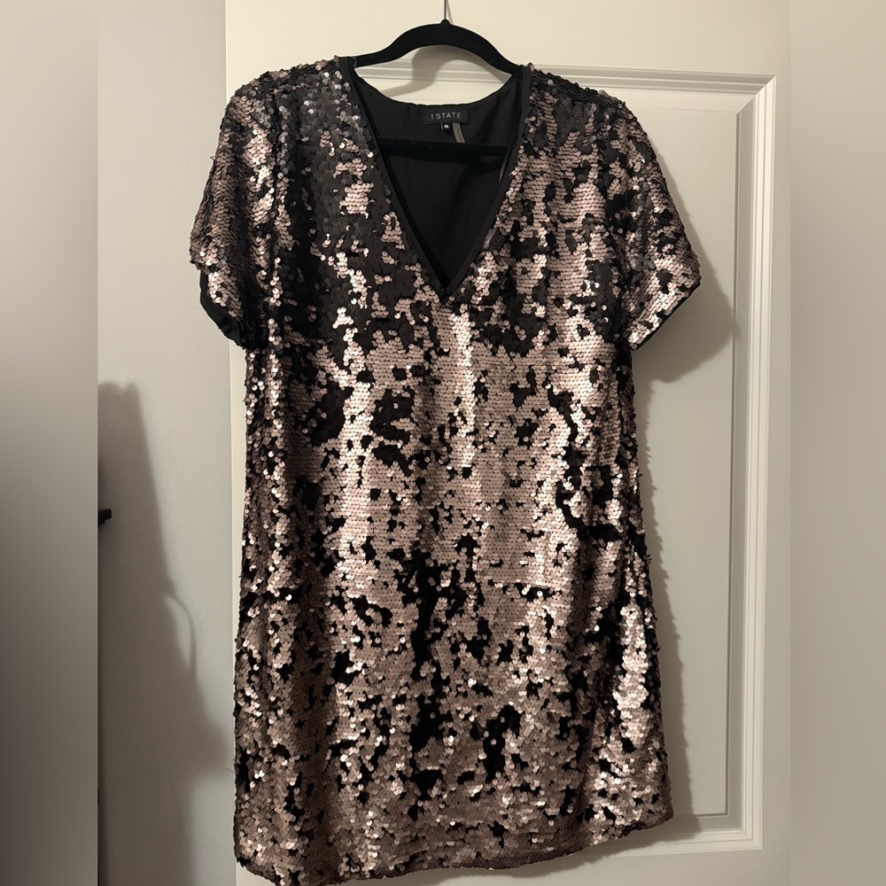 1. State Sequin Black Dress Sz M